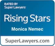 badge of Rated by super lawyers rising stars monica nemec